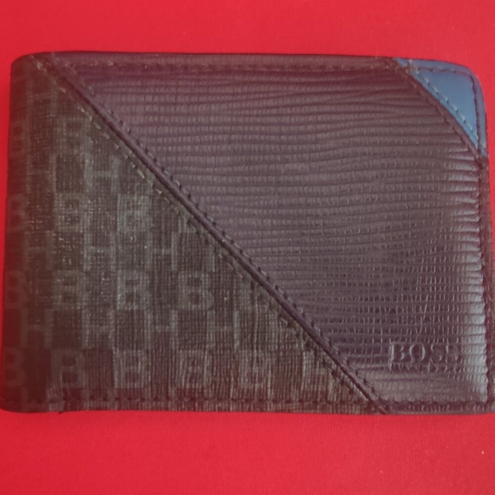 Hugo Boss Monogram Faux Leather Bifold Wallet